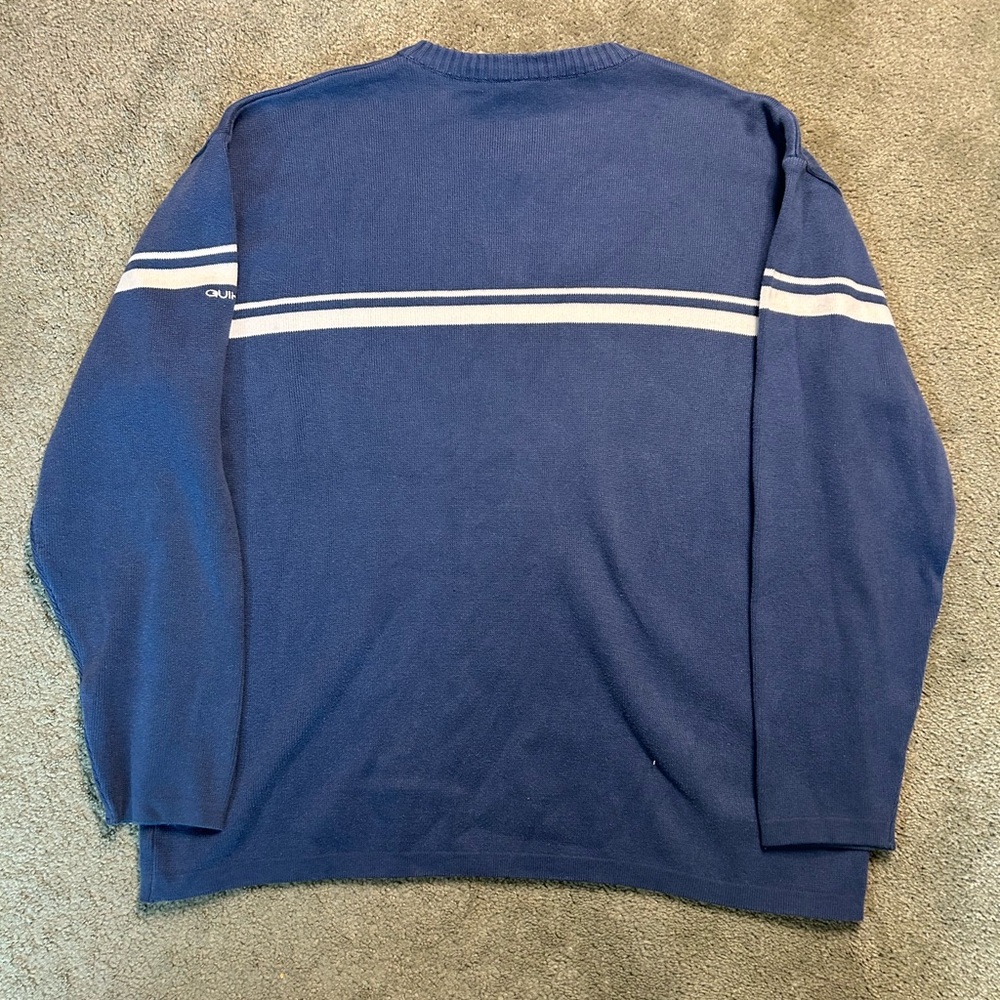 Vintage Y2K Quiksilver Ribbed Blue Sweater Surf Men’s Large Pullover Striped 90s - Picture 4 of 6